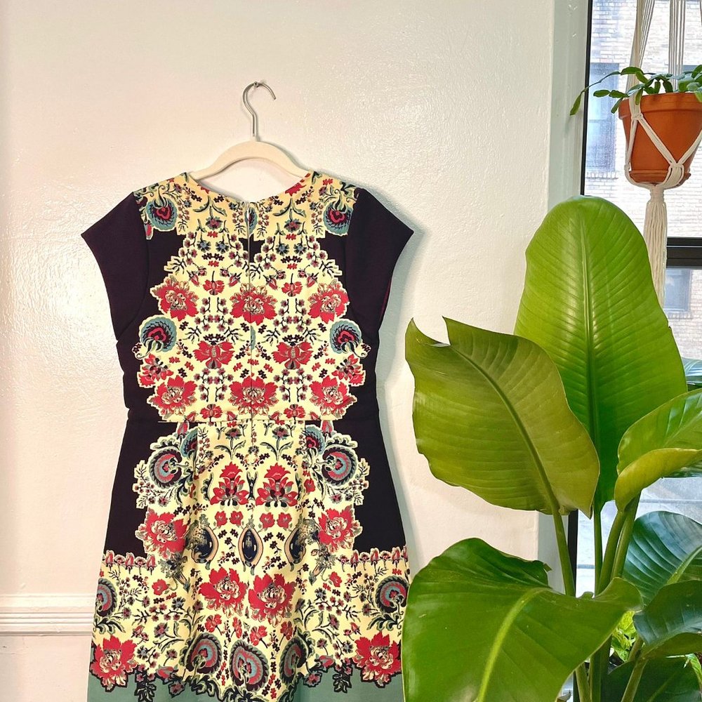 (ANTIX) Pink & Navy Blue Dress, Abstract Pattern - Picture 2 of 5